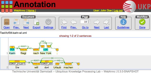 WebAnno Interface Example