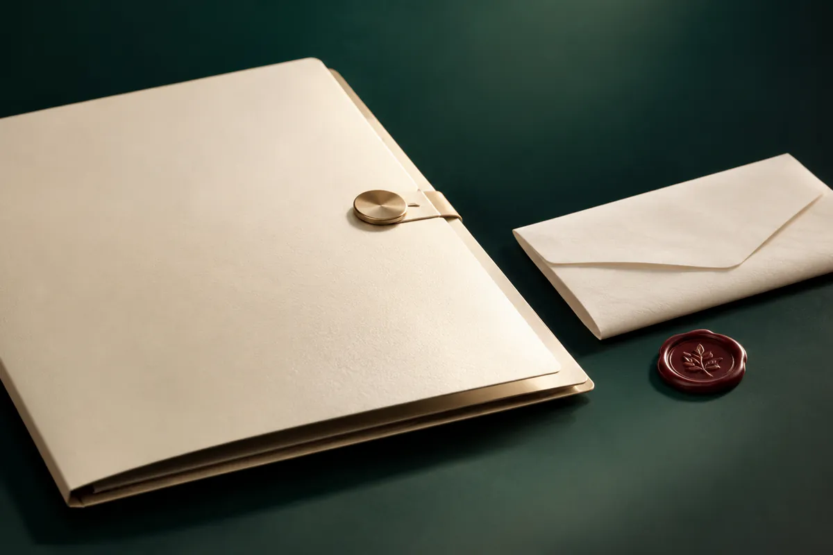 Paper folder and wax seal beside a folded letter