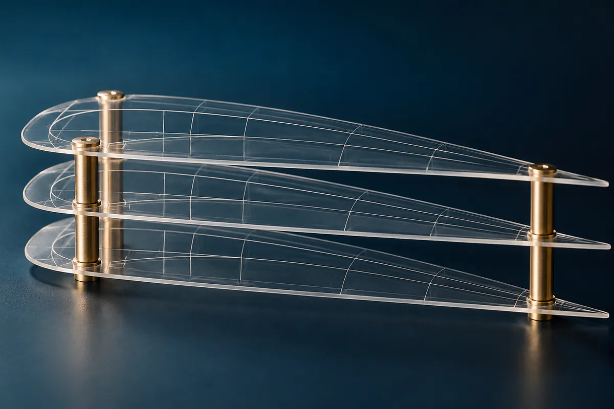 Acetate engineering cross-sections separated by brass spacers
