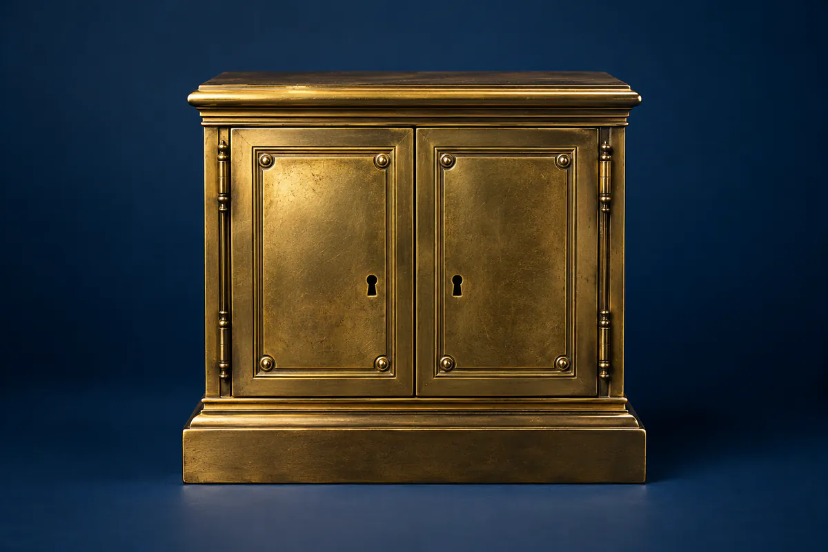 Brass deposit cabinet with two separate doors